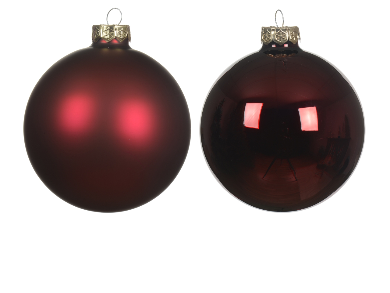PALLA VETRO 10CM 4 pezzi BORDEAUX LUCIDO/OPACO 141