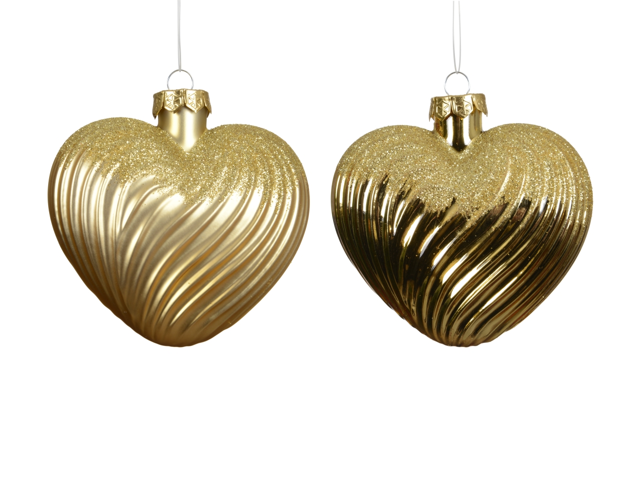 APPENDINO CUORE VETRO 9,5CM 2PZ ORO 145439