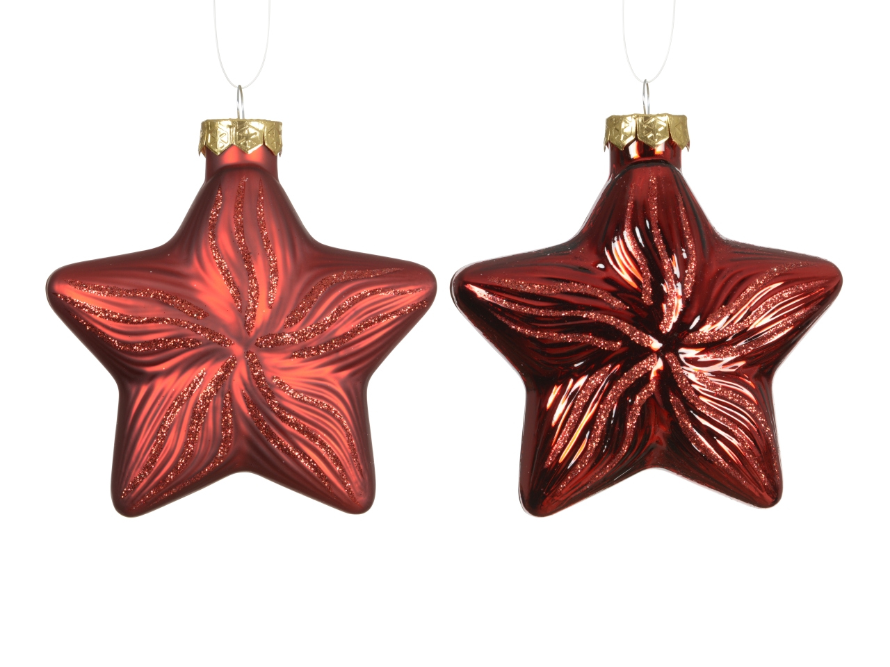 APPENDINO STELLA VETRO 10CM 2PZ ROSSO 145447