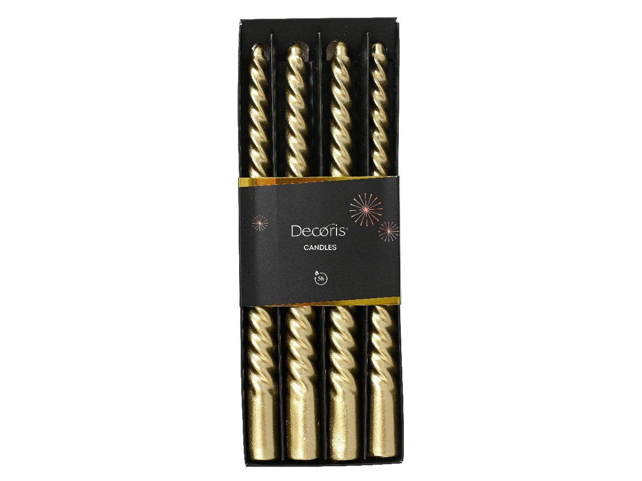 CANDELA TORCIGLIONE 25CM 4 pezzi ORO 207687 CANDELA TORCIGLIONE 25CM 4 pezzi ORO 207687
