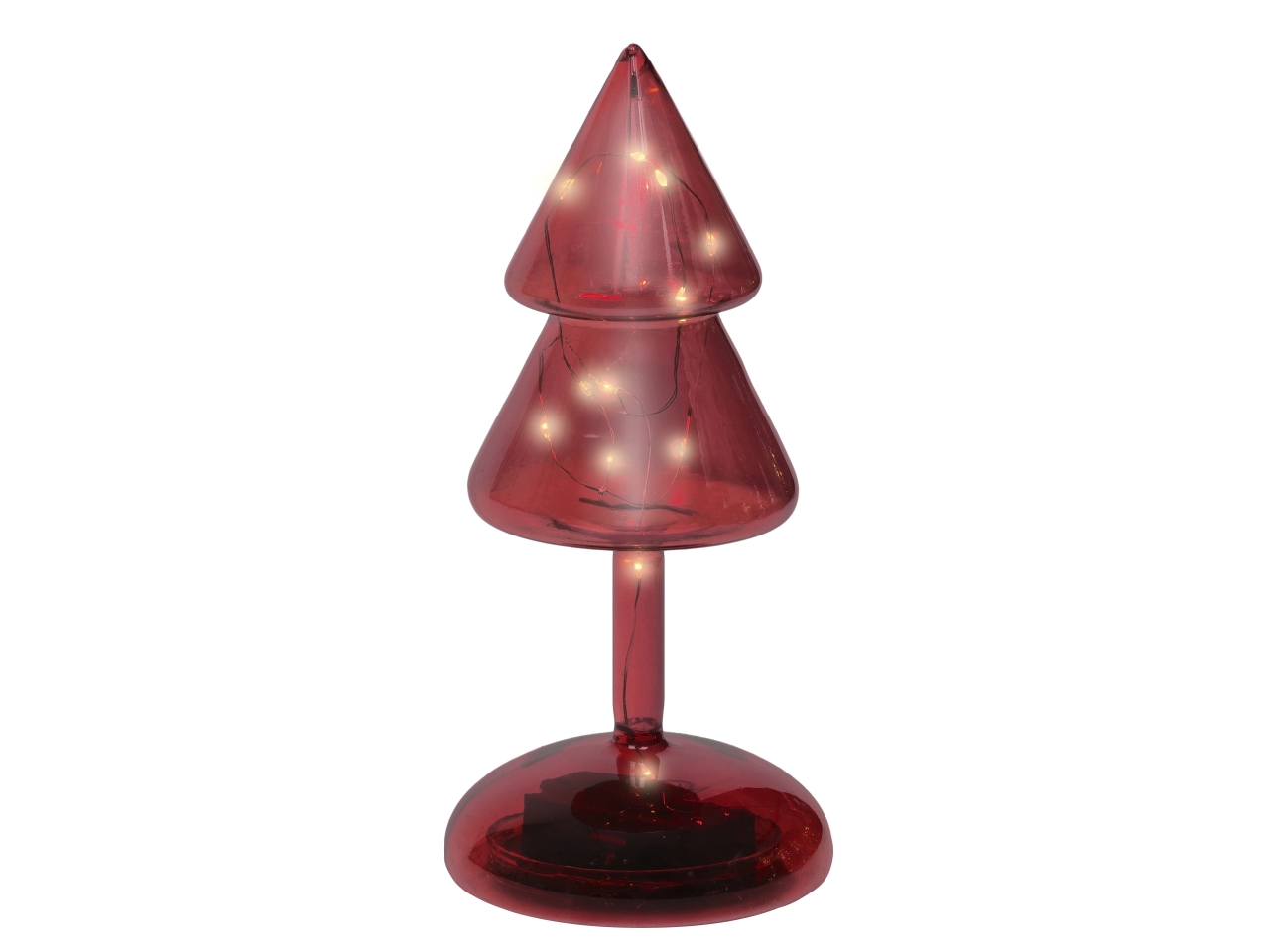 ALBERO VETRO 19CM C/LED B.CALDO BATT.ROSSO 489881