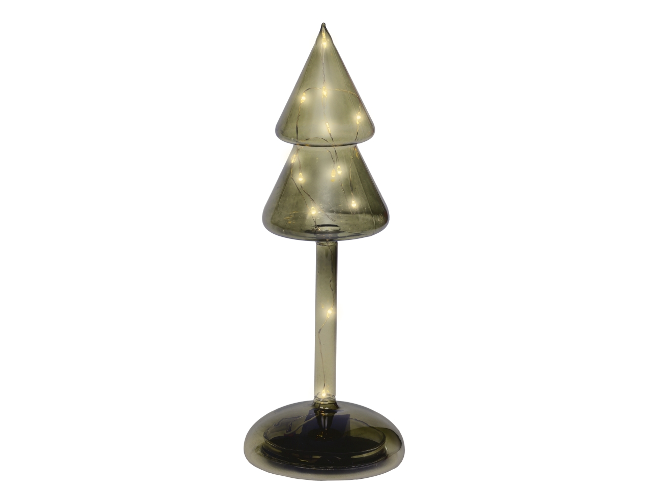 ALBERO VETRO 24CM C/LED B.CALDO BATT.VERDE 489884