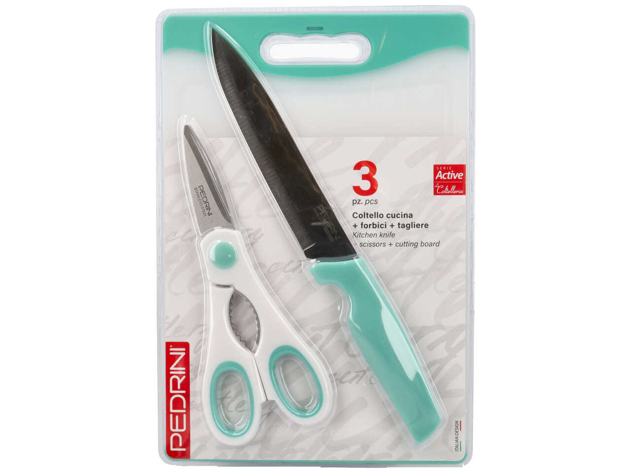 COLTELLO CUCINA + TAGLIERE + FORBICI NR03GD323