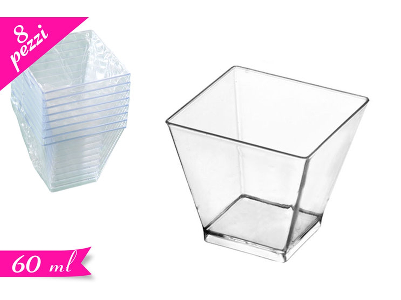 BICCHIERINI RIUTILIZZABILI TRASPARENTI 8PZ 872795