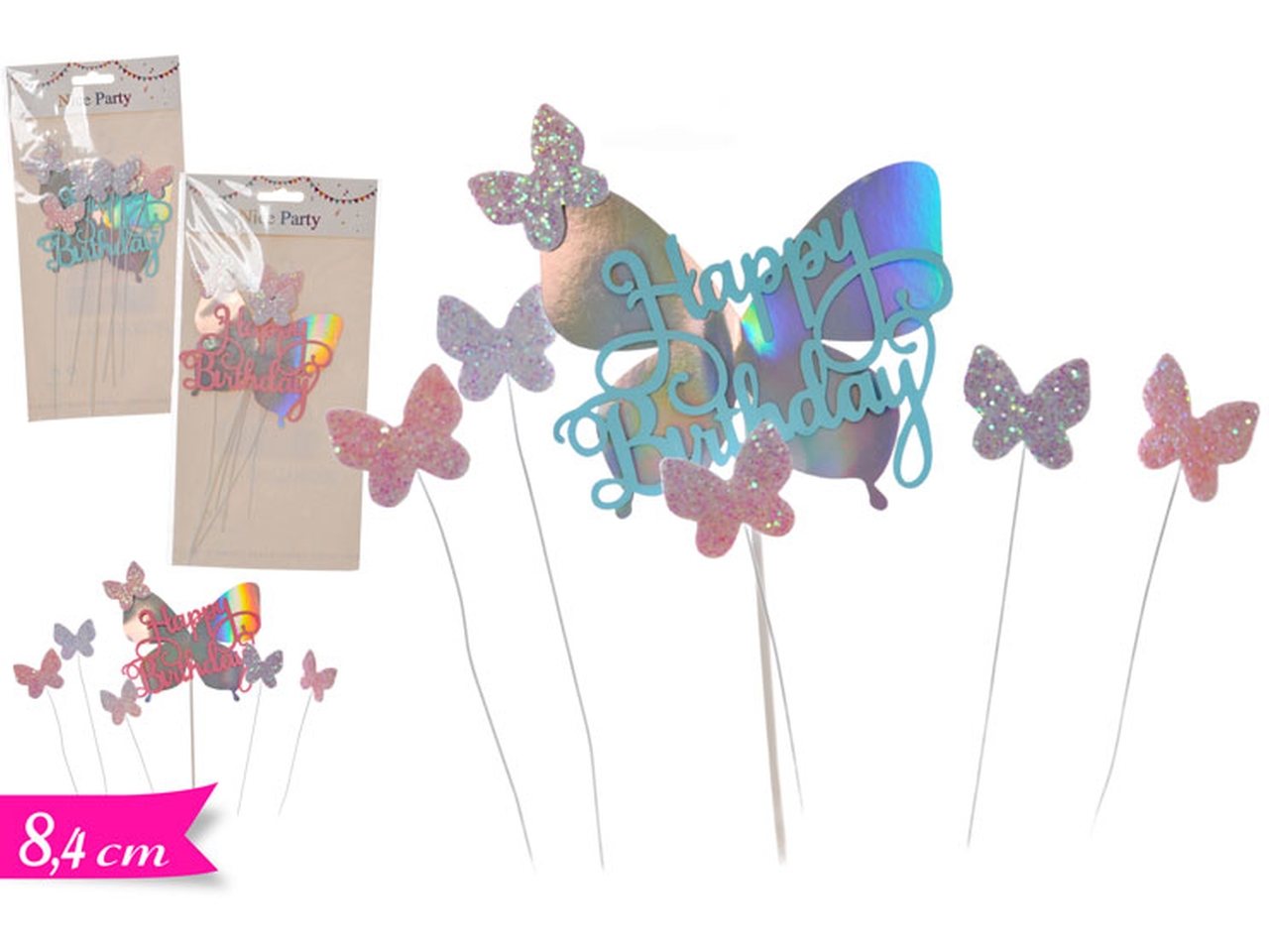 CAKE TOPPER C/FARFALLE ASS. 708738