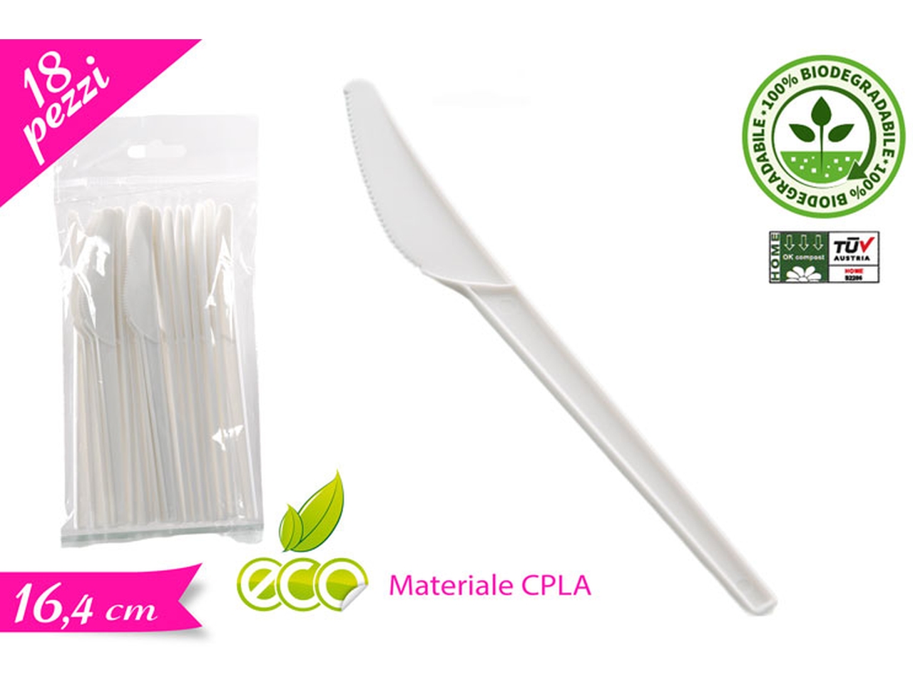 COLTELLO CPLA COMPOST. BIANCO 18PZ 872701