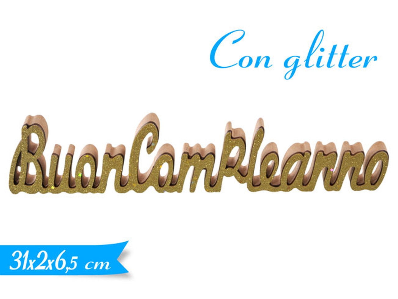 DEC.”BUON COMPLEANO’C/GLITTER ORO 614855