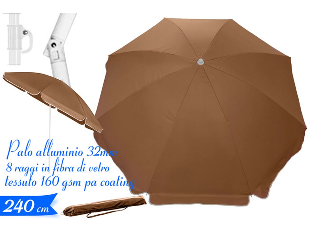 OMBRELLONE ALLUMINIO 240/8 32/32MM 420629