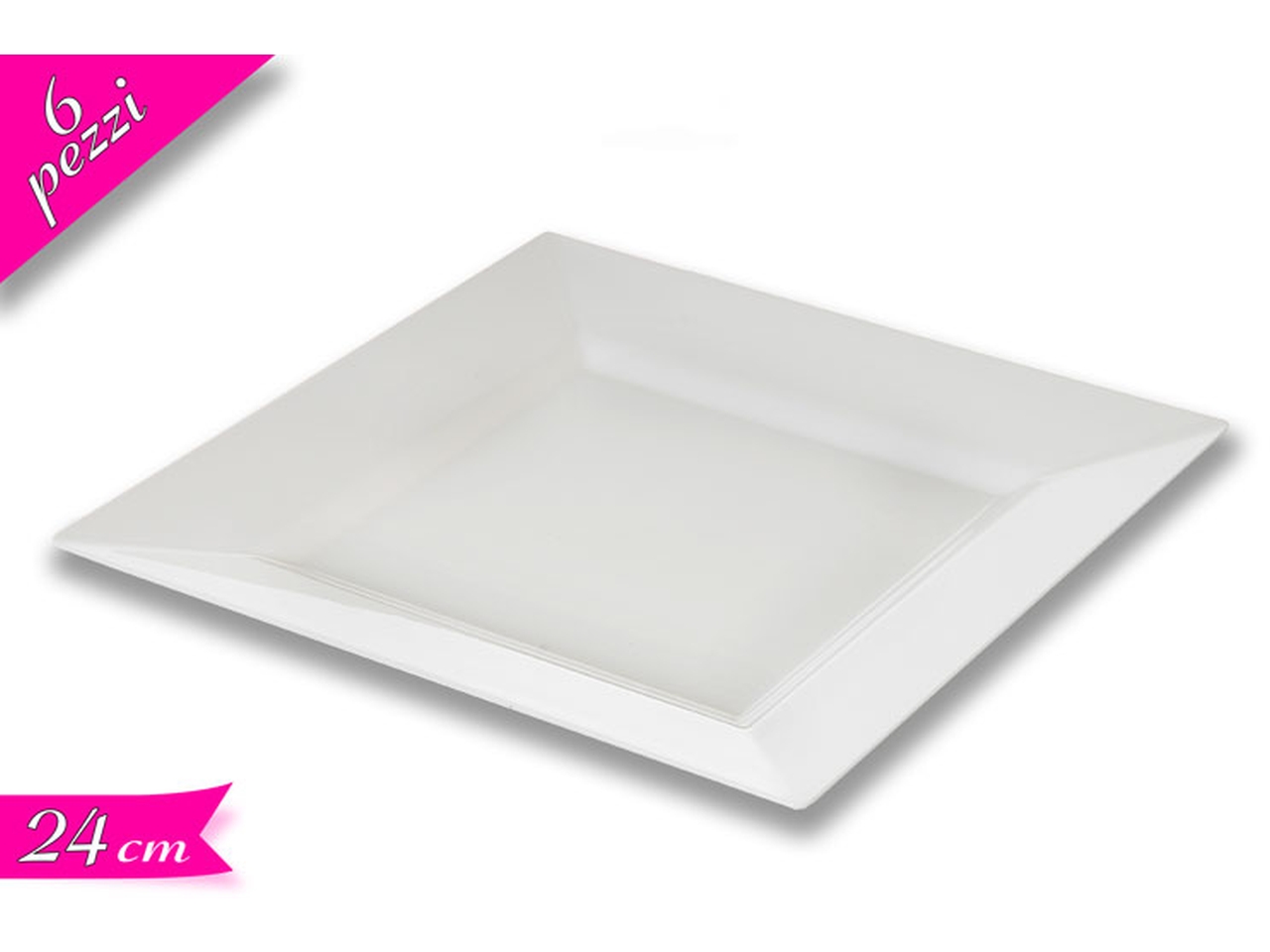 SET 6 PIATTI QUADRATI 24X24cm PLASTICA 609626 SET 6 PIATTI QUADRATI 24X24cm PLASTICA 609626
