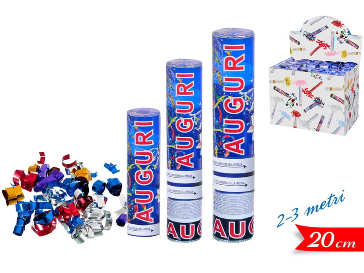 SPARA CORIANDOLI AUGURI 20CM 747352 SPARA CORIANDOLI AUGURI 20CM 747352