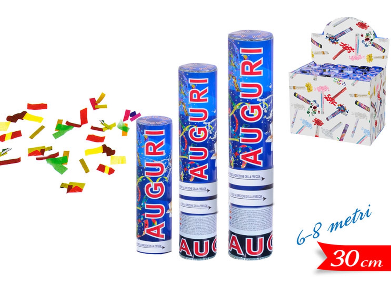 SPARA CORIANDOLI AUGURI 30CM 747353 SPARA CORIANDOLI AUGURI 30CM 747353