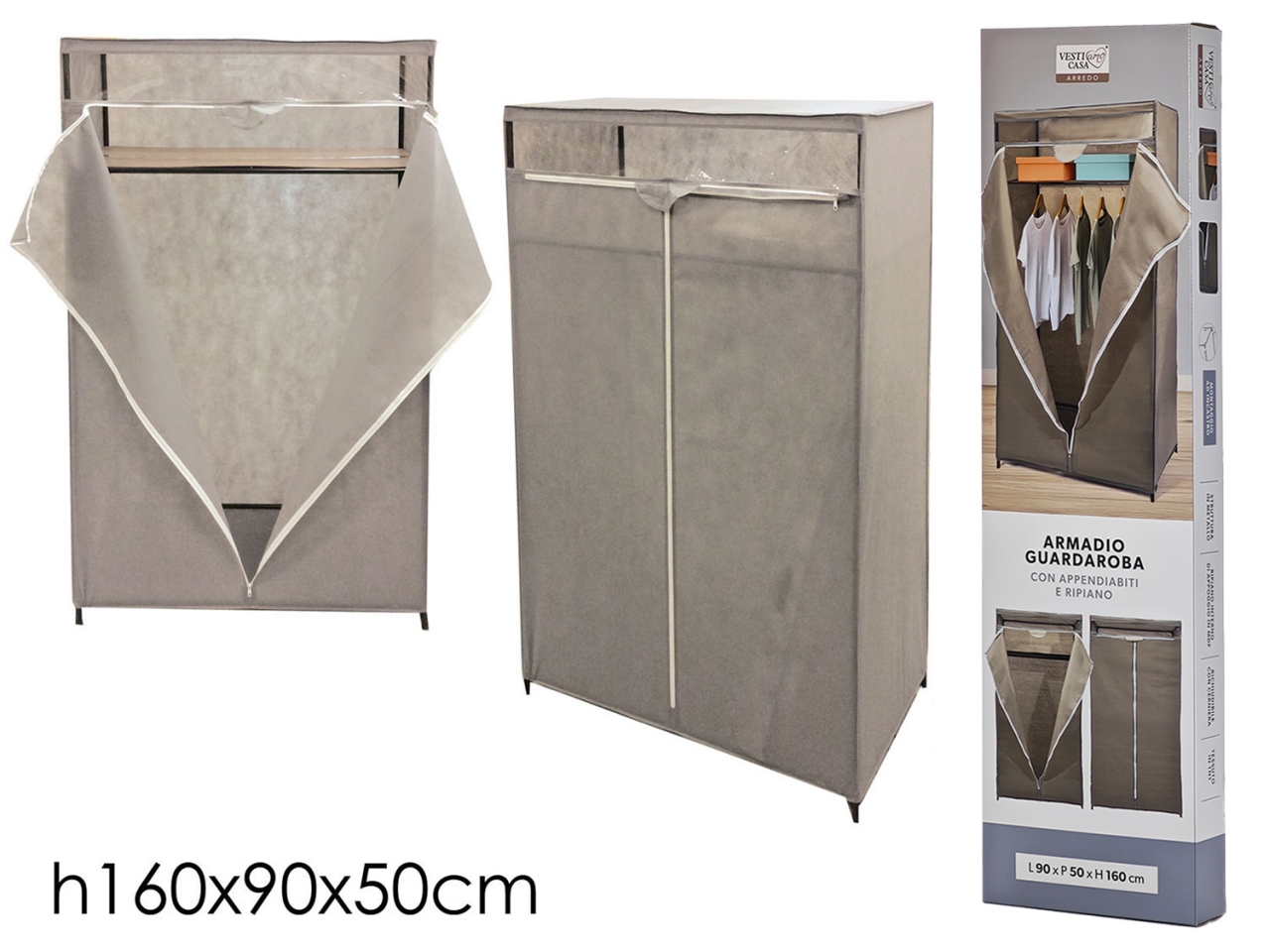 ARMADIO CON CERNIERA TORTORA 90X50X160CM 726100