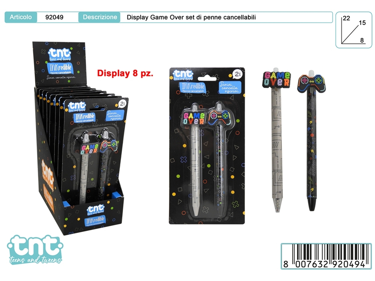 TNT SET 2 PENNE CANCELLABILI 92049