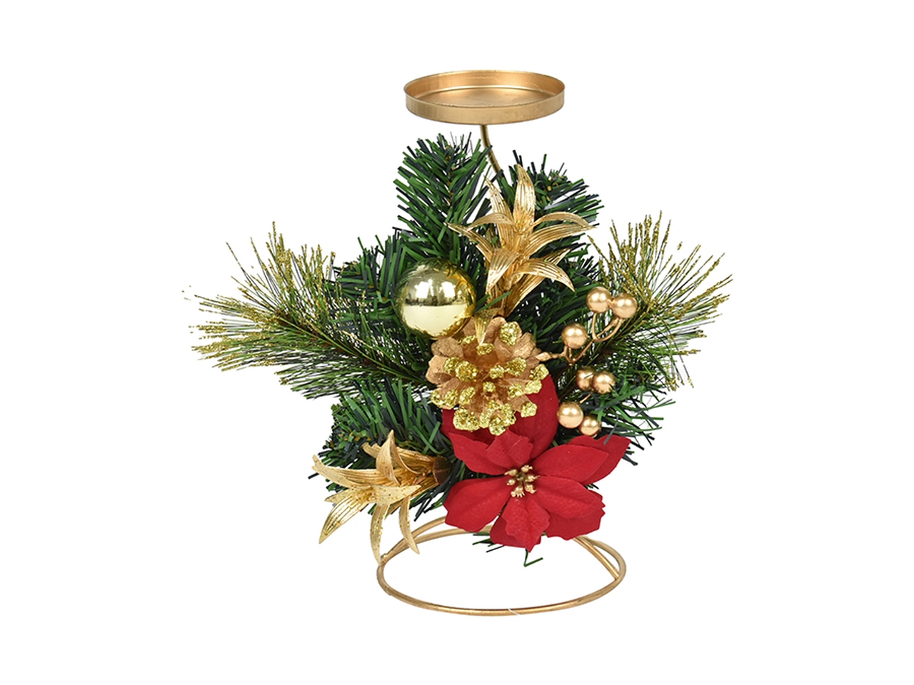 PORTACANDELA 22CM C/FIORE STELLA DI NATALE 5675533