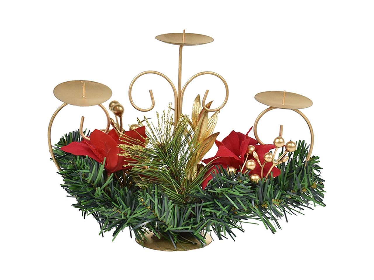 PORTACANDELA25CM 3POSTI C/FIORE STELLA NAT.5675534