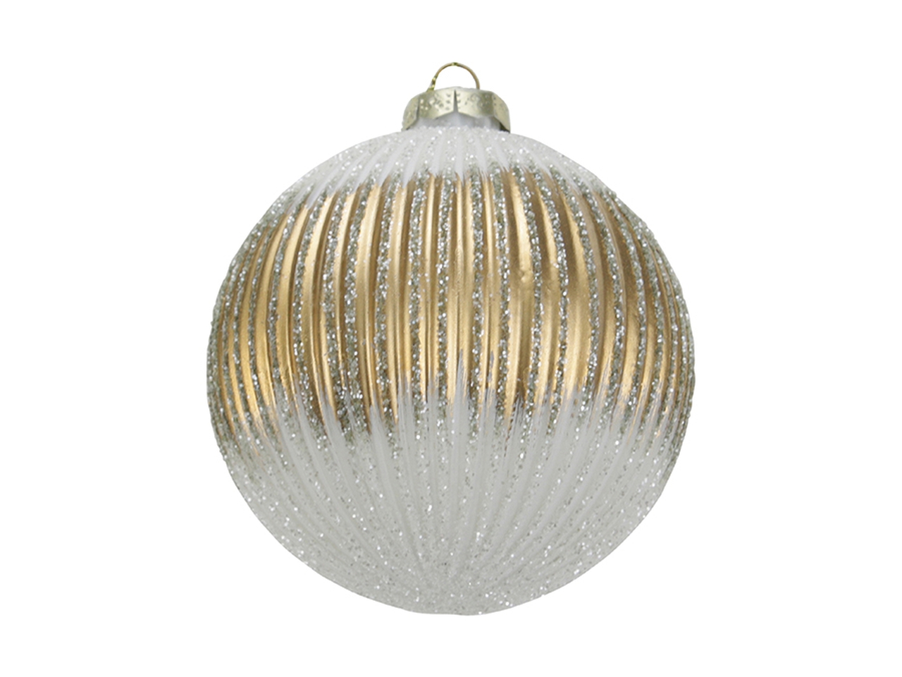 PALLA VETRO 10CM BIANCO/ORO 68801349