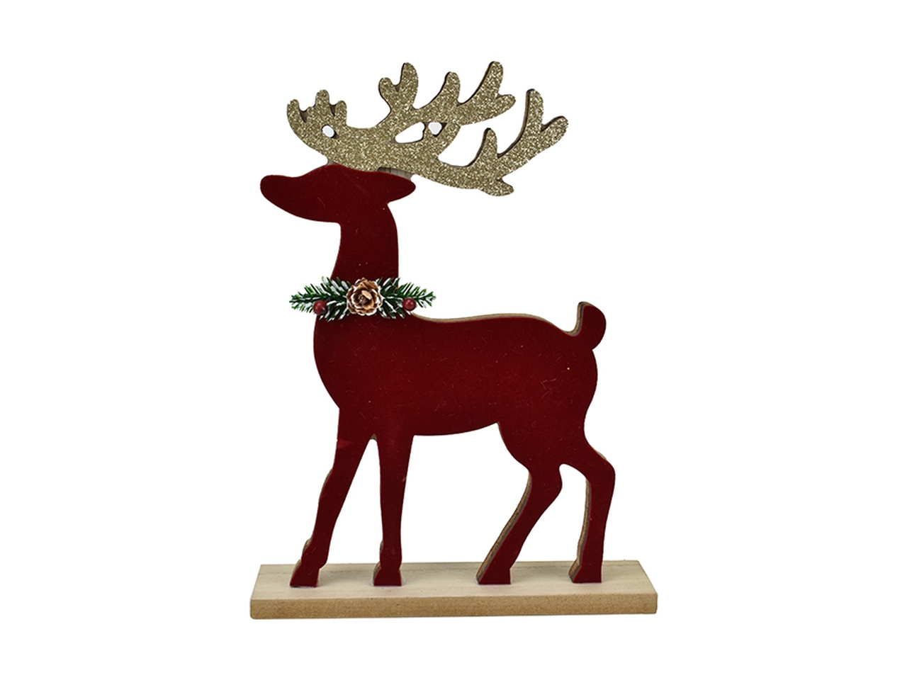 RENNA IN LEGNO 24X18X4,5CM ROSSO/ORO 6930863