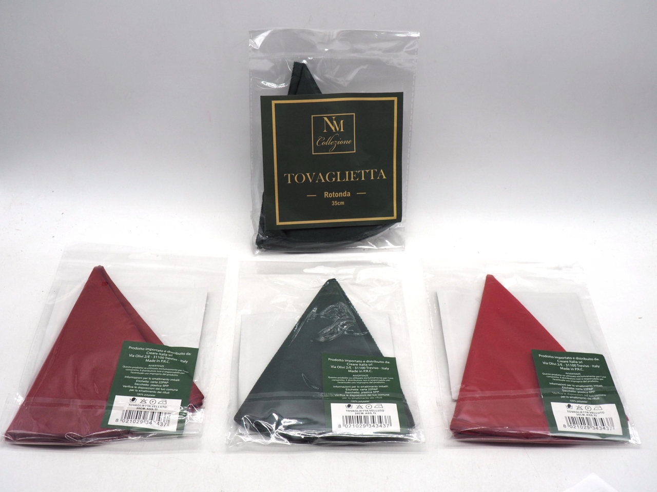 TOVAGLIETTA TONDA 35CM IN VELLUTO ASS.
