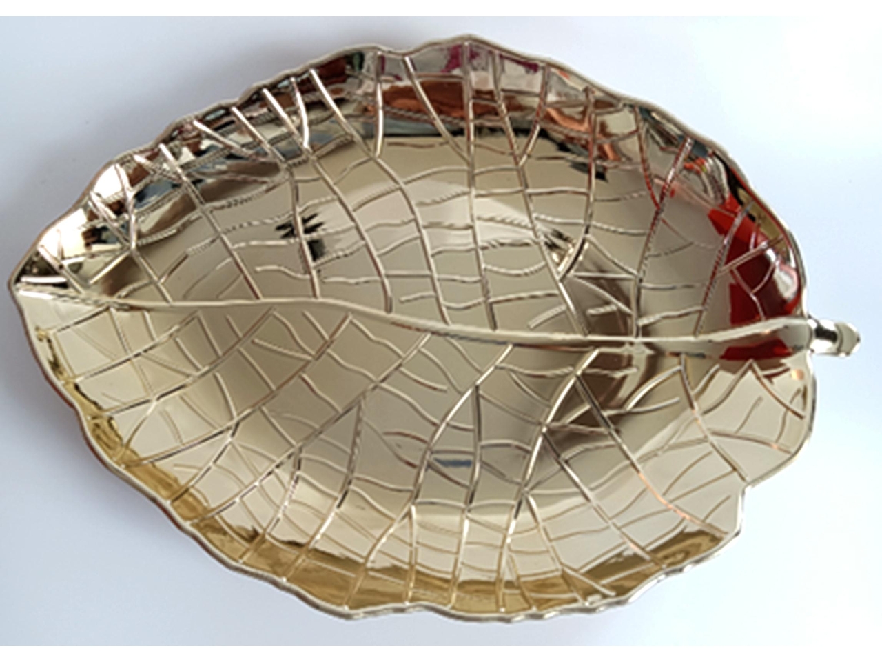 VASSOIO FOGLIA 39X27X4,5CM ORO LUCIDO