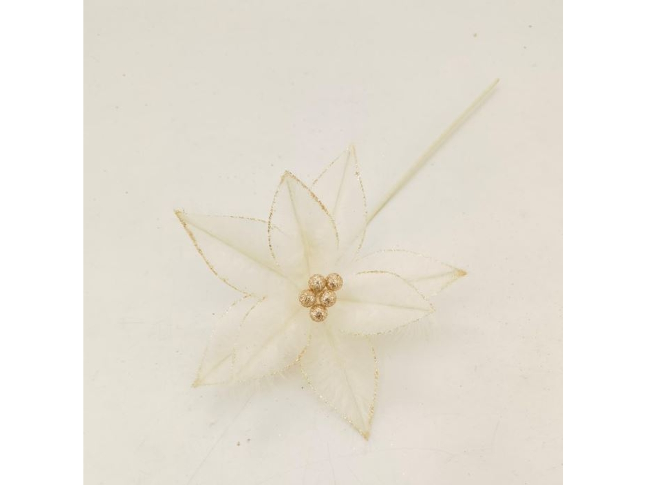 RAMO STELLA DI NATALE 40CM C/PIUME CREMA