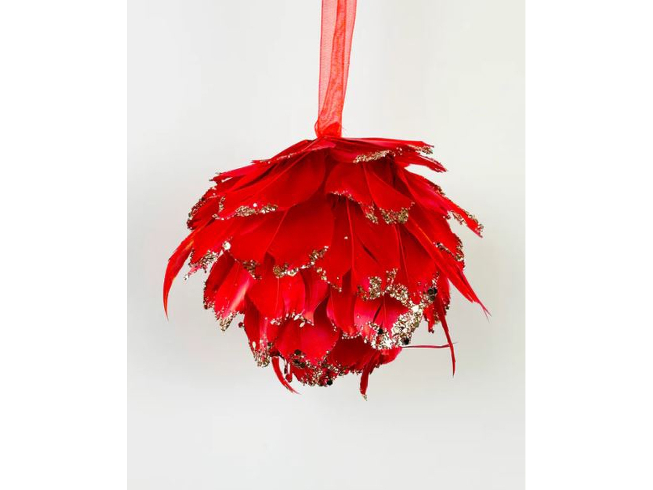 APPENDINO PALLA PIUME 10CM ROSSO