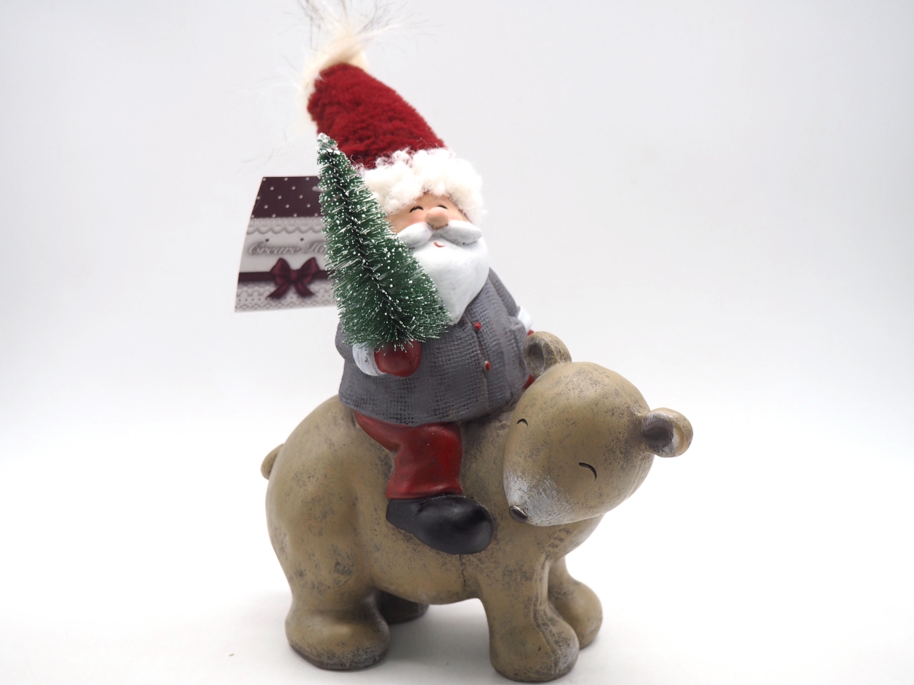 BABBO NATALE SU ORSO POLIRESINA 20X11XH.28CM BABBO NATALE SU ORSO POLIRESINA 20X11XH.28CM