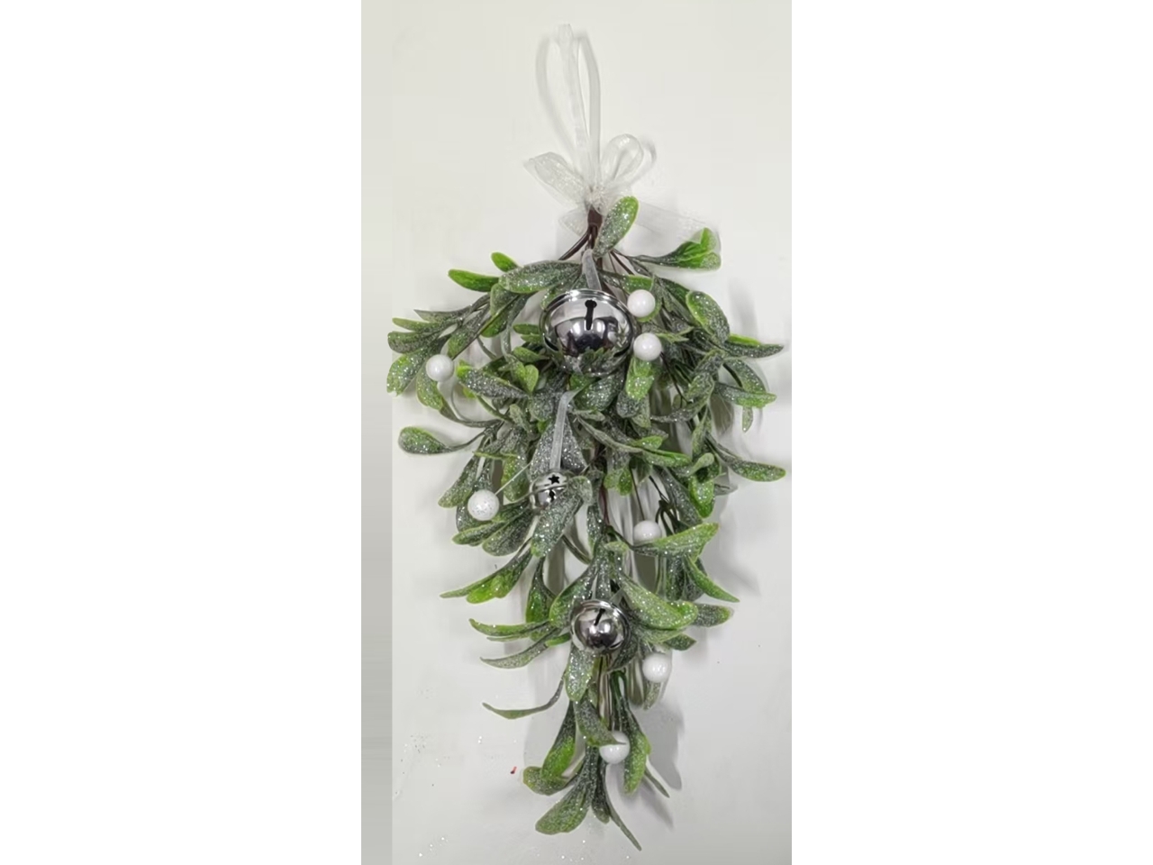 DIETROPORTA 70CM FOGLIE GLITTER C/SONAGLIGI ARG.