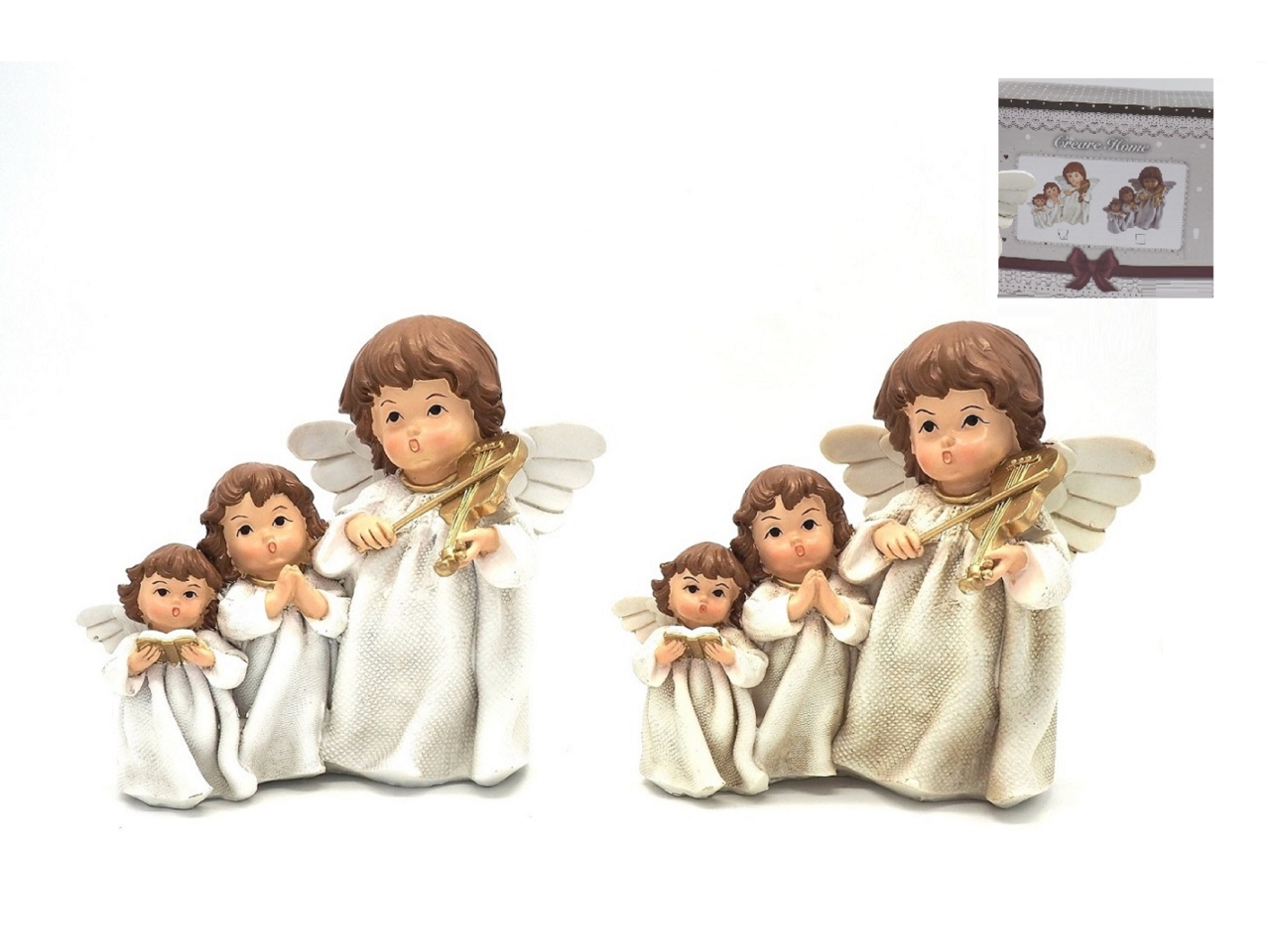 ANGELI TRITTICO 8X17XH.16,5CM CREMA/BIANCO