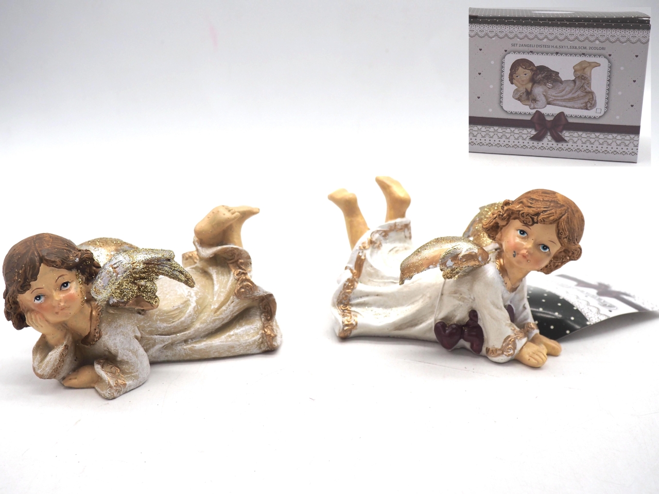ANGELI DISTESI 2PZ 11,5X8,5XH.6,5CM 2COLORI