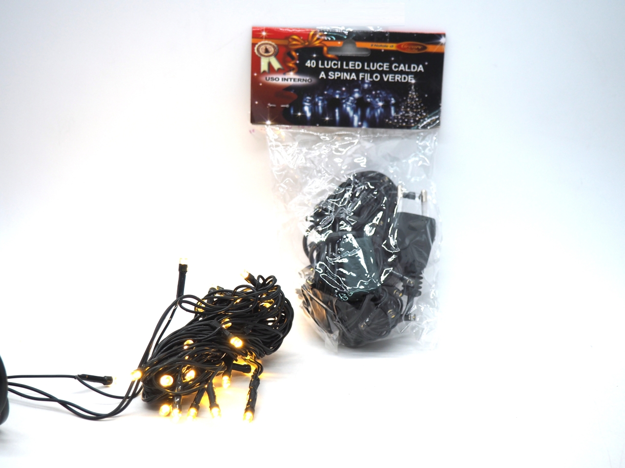 CATENA 40LED B.CALDO PER INTERNO FILO VERDE