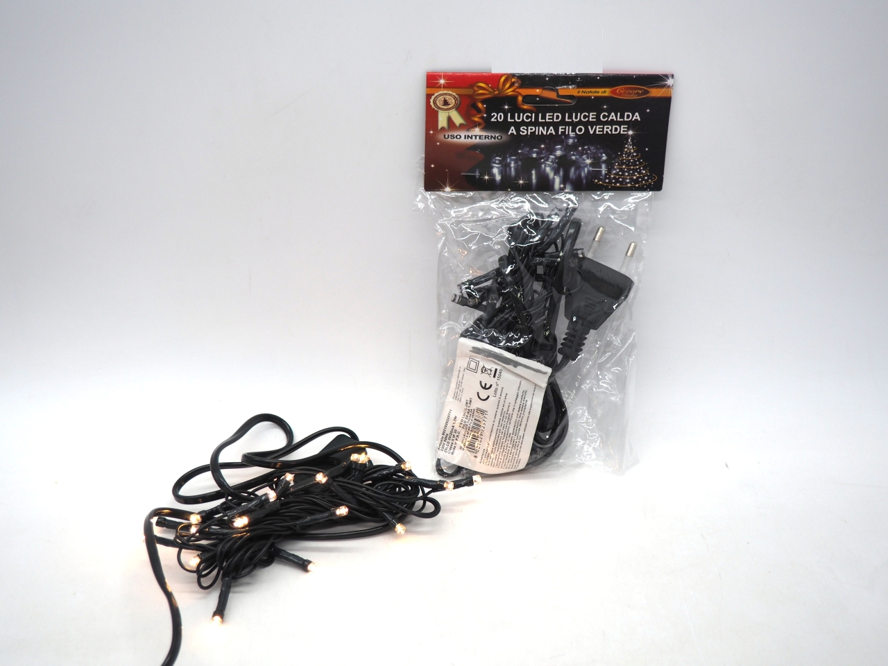 CATENA 20LED B.CALDO PER INTERNO FILO VERDE