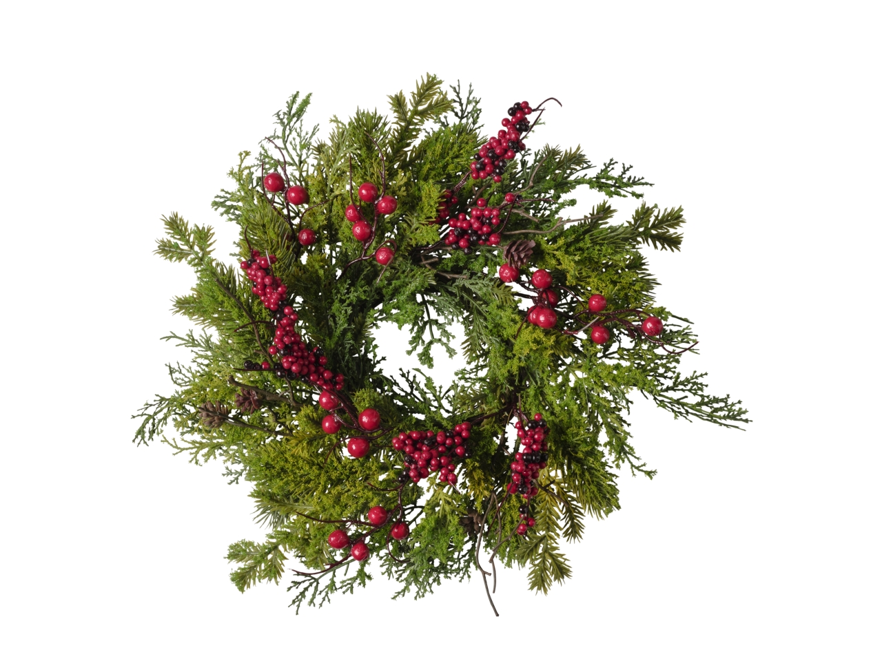 CORONA PINO CON BACCHE/PIGNE D.35,5CM 1NHZ3948