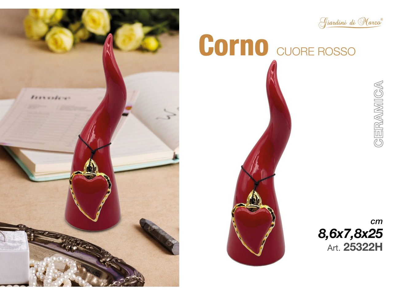 CORNO ROSSO GRANDE CON CUORE SACRO ROSSO 25322H CORNO ROSSO GRANDE CON CUORE SACRO ROSSO 25322H