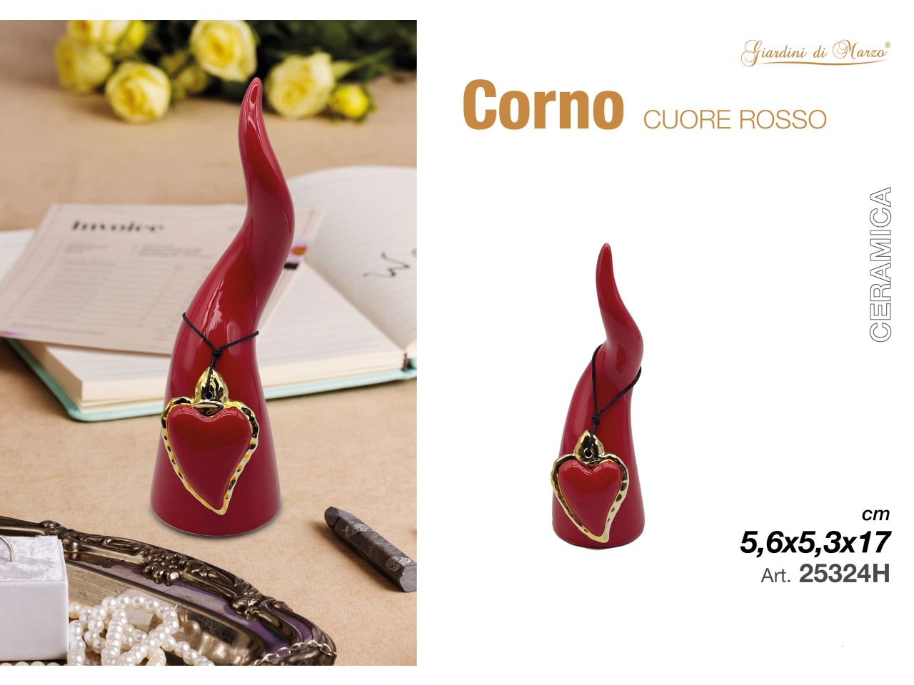 CORNO ROSSO PICCOLO CON CUORE SACRO ROSSO 25324H CORNO ROSSO PICCOLO CON CUORE SACRO ROSSO 25324H