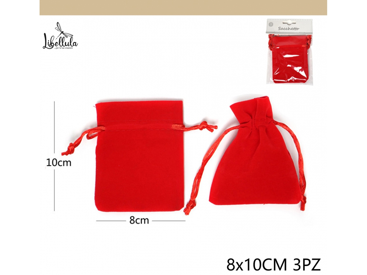 SACCHETTO ROSSO 8X10CM 3PZ SACCHETTO ROSSO 8X10CM 3PZ