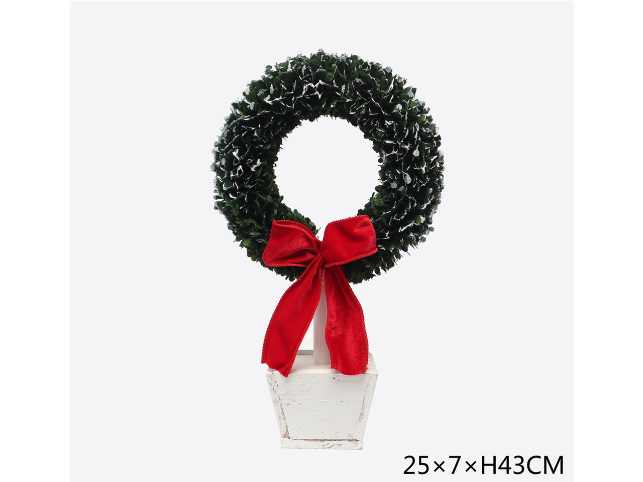 ALBERO GHIRLANDA 43CM CON VASO E FIOCCO ROSSO ALBERO GHIRLANDA 43CM CON VASO E FIOCCO ROSSO