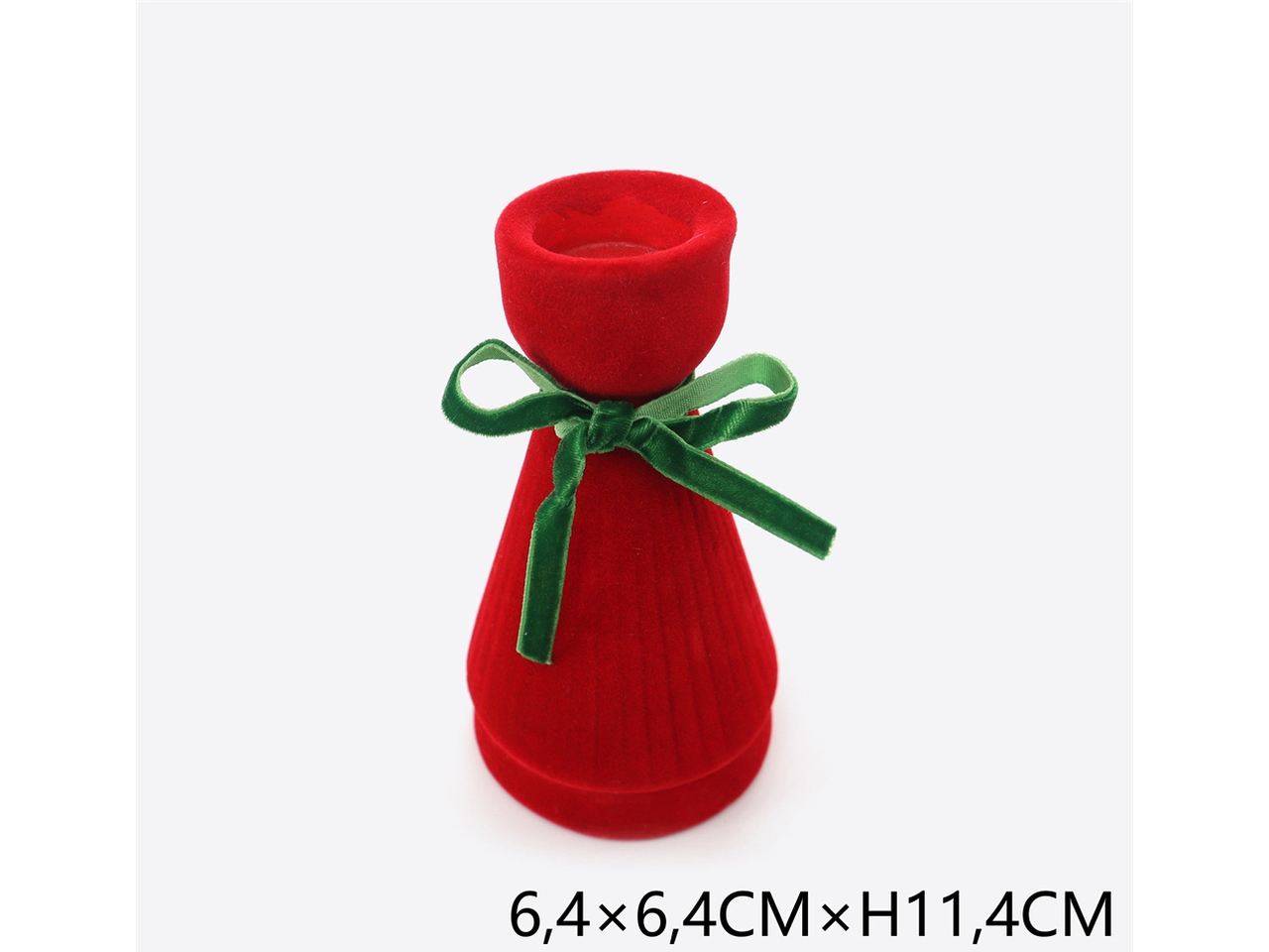 PORTACANDELA 11,4CM ROSSO C/FIOCCHETTO VERDE