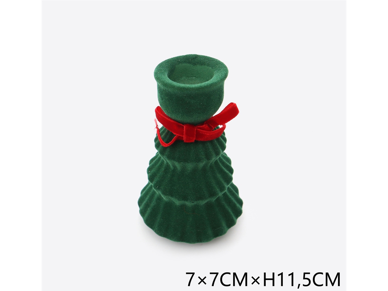 PORTACANDELA 11,5CM VERDE C/FIOCCHETTO ROSSO