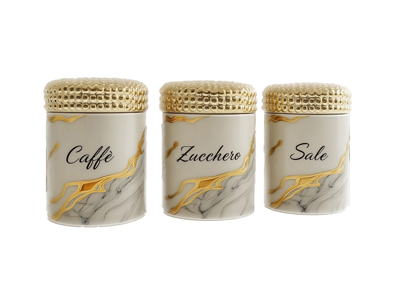 TRIS BARATTOLI EFFETTO MARMO GOLD 25005MG