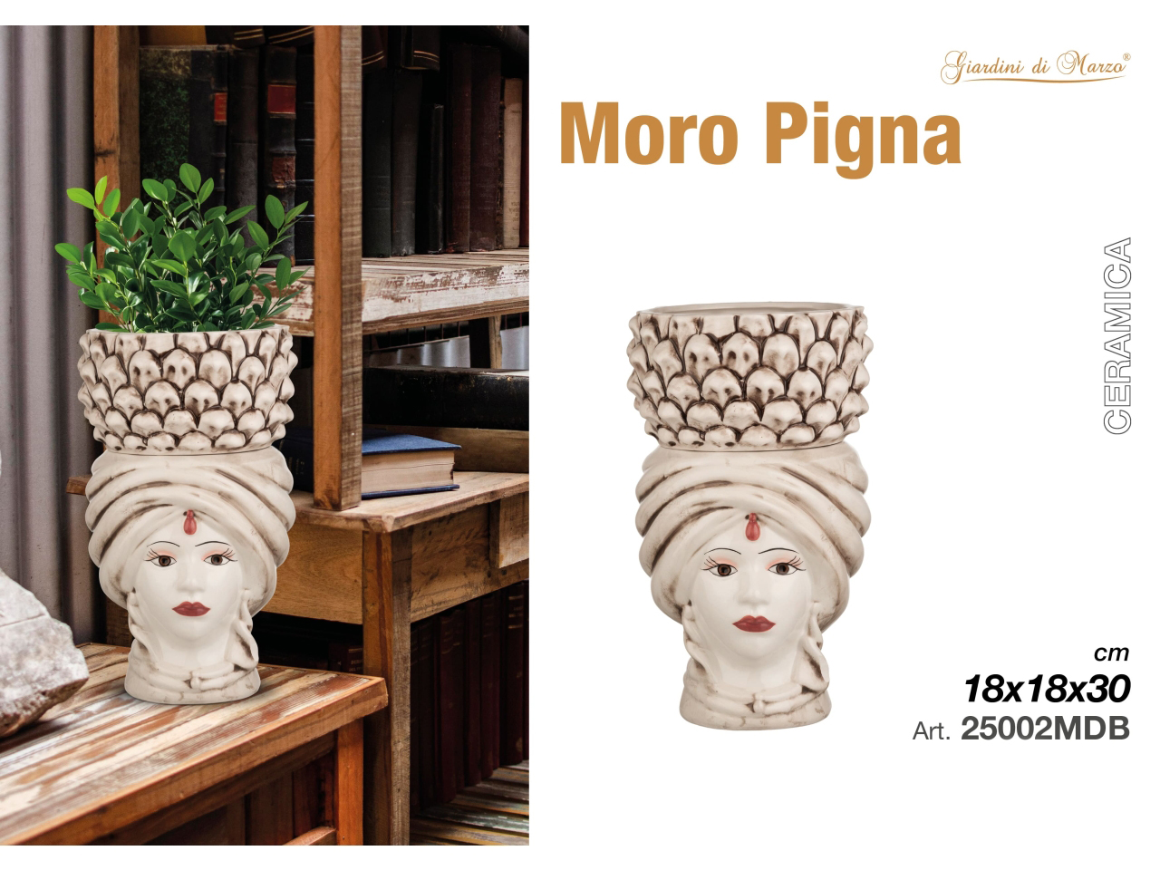MORO DONNA 30CM ANTICATO CON PIGNA 25002MDB MORO DONNA 30CM ANTICATO CON PIGNA 25002MDB