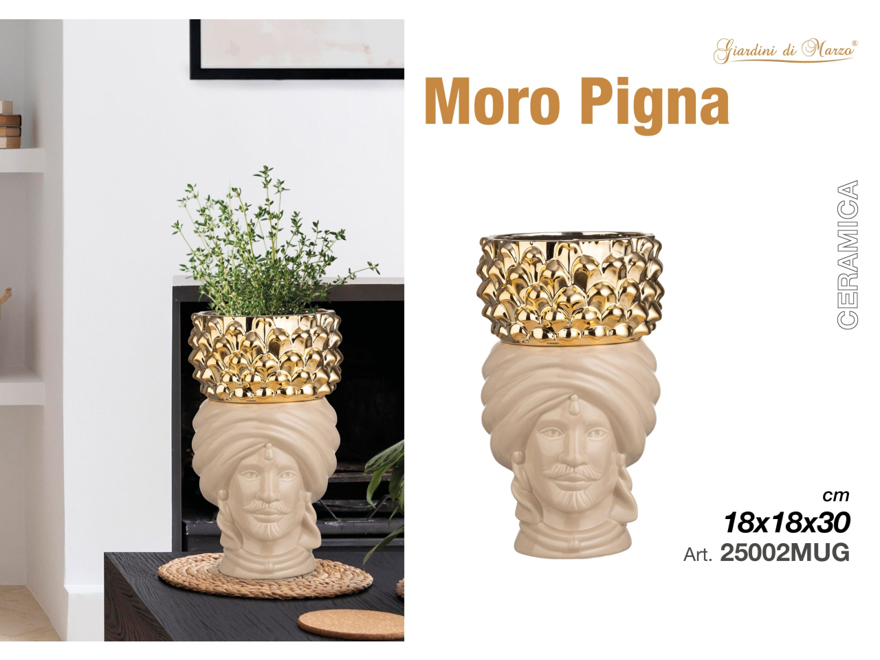 MORO UOMO 30CM TORTORA CON PIGNA GOLD 25002MUG MORO UOMO 30CM TORTORA CON PIGNA GOLD 25002MUG