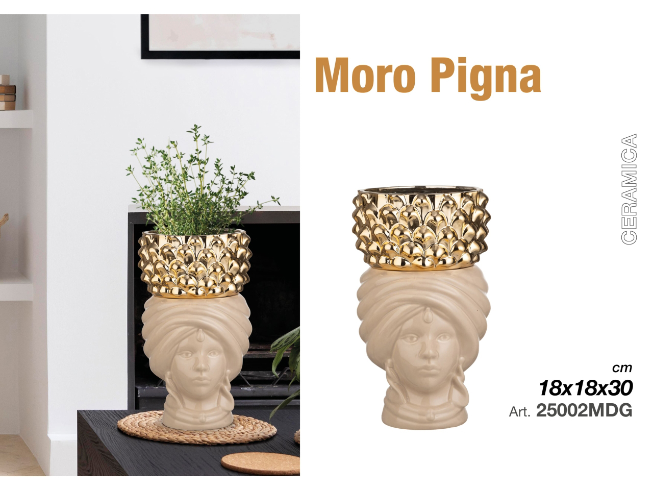 MORO DONNA 30CM TORTORA CON PIGNA GOLD 25002MDG MORO DONNA 30CM TORTORA CON PIGNA GOLD 25002MDG