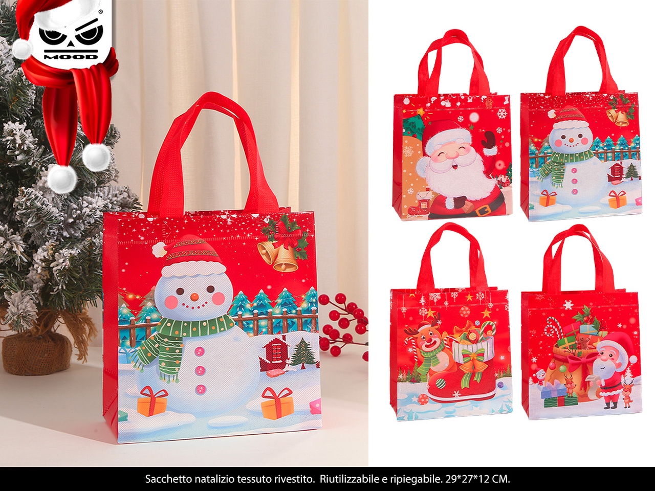 SHOPPER NATALIZIA IN TESSUTO PLASTIF. MIS.M XT2936