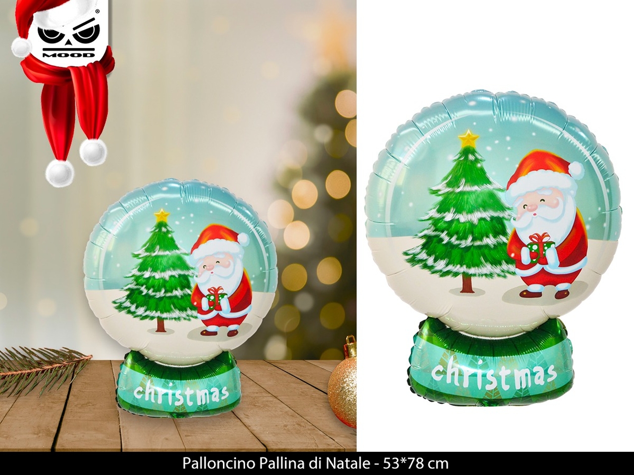 PALLONCINO PALLA DI NEVE C/BABBO NATALE XT3242 PALLONCINO PALLA DI NEVE C/BABBO NATALE XT3242