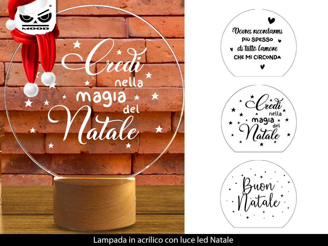 LAMPADA NATALIZIA IN ACRILICO C/LED ASS. XT3395 LAMPADA NATALIZIA IN ACRILICO C/LED ASS. XT3395