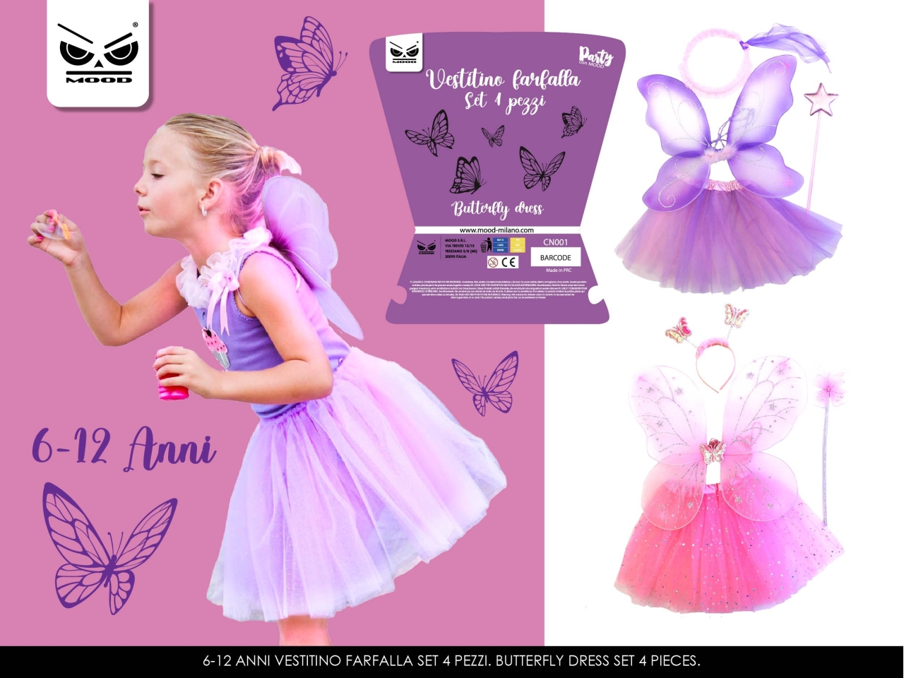 VESTITO FARFALLA 4PZ CN001 VESTITO FARFALLA 4PZ CN001