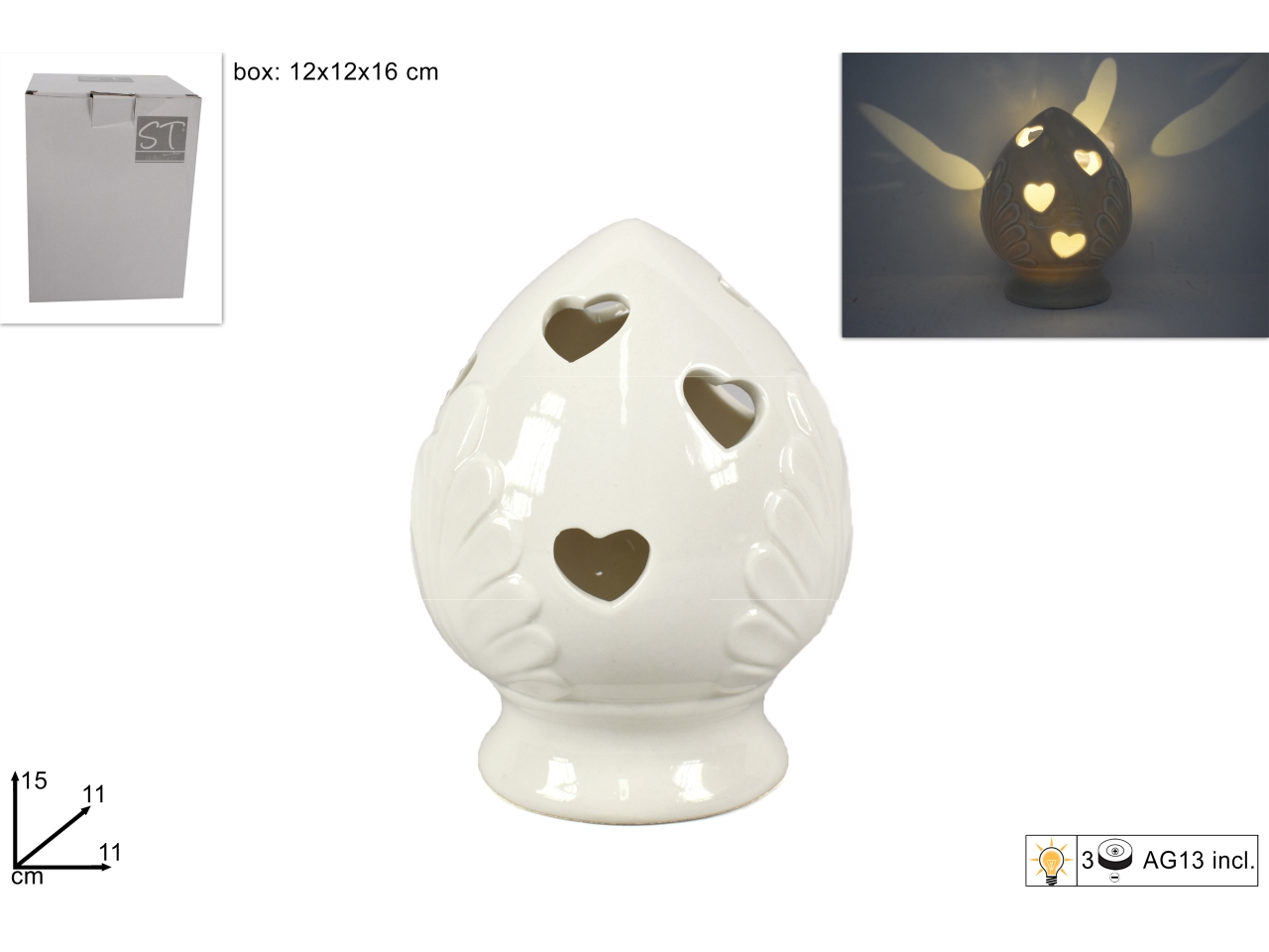 PUMO BASE CUORI 15CM LUCI BIANCO DEV18000141 PUMO BASE CUORI 15CM LUCI BIANCO DEV18000141