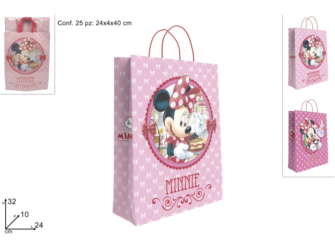 BUSTA REGALO 24X10X32CM MINNIE ASS. DTO24001131