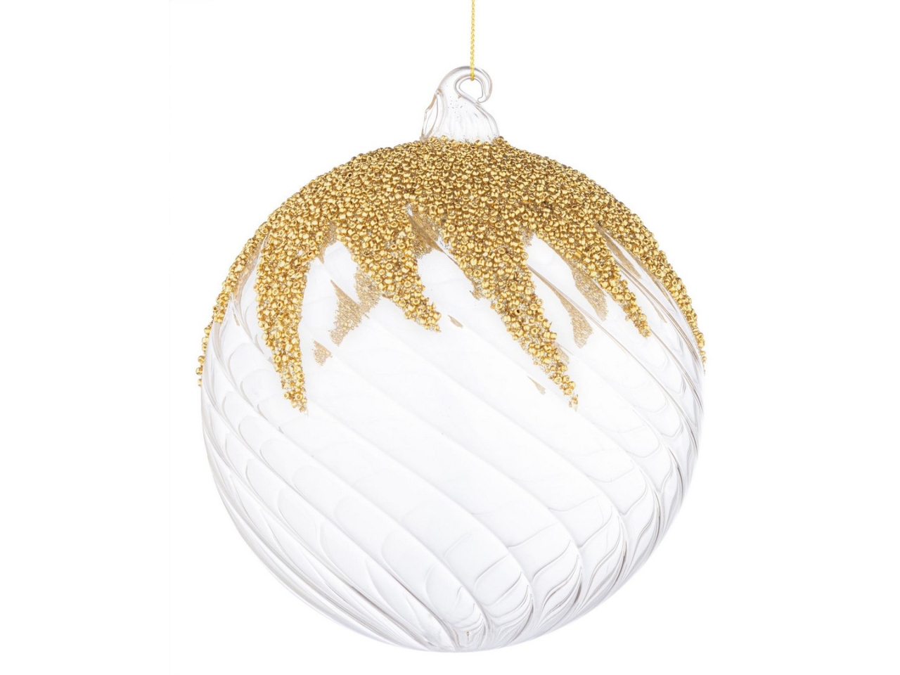 PALLA VETRO 15CM TRASPARENTE E ORO 977917