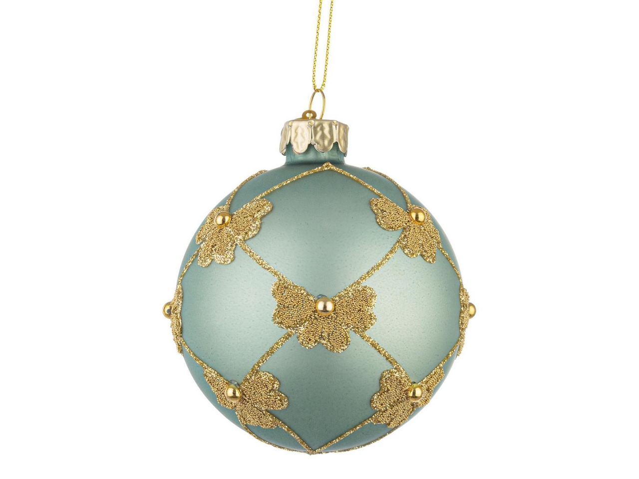 PALLA VETRO 8CM FLOCK VERDE ACQUA 978177